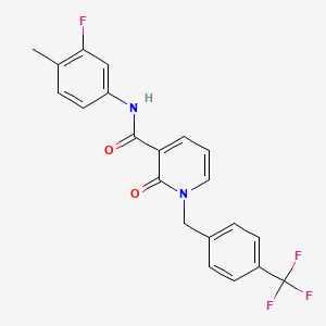 molecular formula C21H16F4N2O2 B6546927 N-(3-fluoro-4-methylphenyl)-2-oxo-1-{[4-(trifluoromethyl)phenyl]methyl}-1,2-dihydropyridine-3-carboxamide CAS No. 946223-19-4