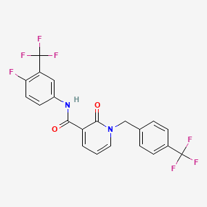 molecular formula C21H13F7N2O2 B6546935 N-[4-fluoro-3-(trifluoromethyl)phenyl]-2-oxo-1-{[4-(trifluoromethyl)phenyl]methyl}-1,2-dihydropyridine-3-carboxamide CAS No. 946379-59-5