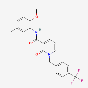 molecular formula C22H19F3N2O3 B6546939 N-(2-methoxy-5-methylphenyl)-2-oxo-1-{[4-(trifluoromethyl)phenyl]methyl}-1,2-dihydropyridine-3-carboxamide CAS No. 946255-84-1