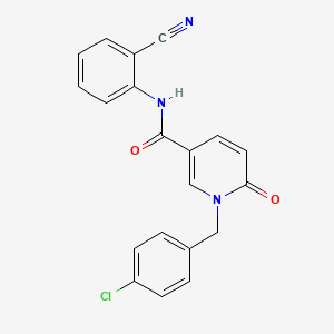 molecular formula C20H14ClN3O2 B6547205 1-[(4-chlorophenyl)methyl]-N-(2-cyanophenyl)-6-oxo-1,6-dihydropyridine-3-carboxamide CAS No. 946278-08-6