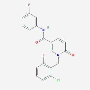 molecular formula C19H13ClF2N2O2 B6547258 1-[(2-chloro-6-fluorophenyl)methyl]-N-(3-fluorophenyl)-6-oxo-1,6-dihydropyridine-3-carboxamide CAS No. 946361-67-7