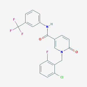 molecular formula C20H13ClF4N2O2 B6547264 1-[(2-chloro-6-fluorophenyl)methyl]-6-oxo-N-[3-(trifluoromethyl)phenyl]-1,6-dihydropyridine-3-carboxamide CAS No. 946309-95-1