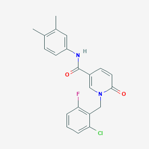 molecular formula C21H18ClFN2O2 B6547291 1-[(2-chloro-6-fluorophenyl)methyl]-N-(3,4-dimethylphenyl)-6-oxo-1,6-dihydropyridine-3-carboxamide CAS No. 946278-50-8