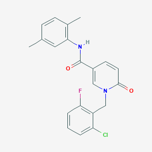 molecular formula C21H18ClFN2O2 B6547294 1-[(2-chloro-6-fluorophenyl)methyl]-N-(2,5-dimethylphenyl)-6-oxo-1,6-dihydropyridine-3-carboxamide CAS No. 946361-82-6