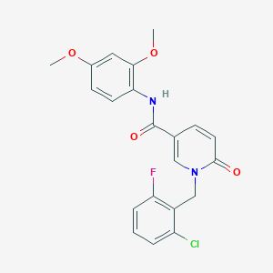 molecular formula C21H18ClFN2O4 B6547295 1-[(2-chloro-6-fluorophenyl)methyl]-N-(2,4-dimethoxyphenyl)-6-oxo-1,6-dihydropyridine-3-carboxamide CAS No. 946278-53-1