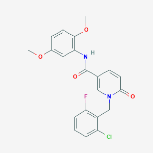 molecular formula C21H18ClFN2O4 B6547302 1-[(2-chloro-6-fluorophenyl)methyl]-N-(2,5-dimethoxyphenyl)-6-oxo-1,6-dihydropyridine-3-carboxamide CAS No. 946310-18-5