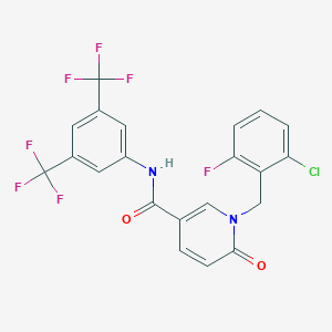 molecular formula C21H12ClF7N2O2 B6547307 N-[3,5-bis(trifluoromethyl)phenyl]-1-[(2-chloro-6-fluorophenyl)methyl]-6-oxo-1,6-dihydropyridine-3-carboxamide CAS No. 946229-23-8