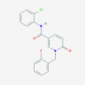 molecular formula C19H14ClFN2O2 B6547474 N-(2-chlorophenyl)-1-[(2-fluorophenyl)methyl]-6-oxo-1,6-dihydropyridine-3-carboxamide CAS No. 946362-89-6