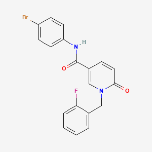 molecular formula C19H14BrFN2O2 B6547490 N-(4-bromophenyl)-1-[(2-fluorophenyl)methyl]-6-oxo-1,6-dihydropyridine-3-carboxamide CAS No. 946362-93-2