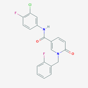 molecular formula C19H13ClF2N2O2 B6547529 N-(3-chloro-4-fluorophenyl)-1-[(2-fluorophenyl)methyl]-6-oxo-1,6-dihydropyridine-3-carboxamide CAS No. 946230-84-8