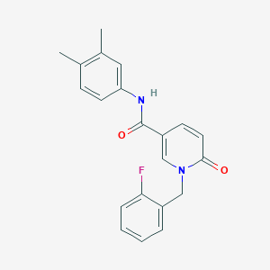 molecular formula C21H19FN2O2 B6547542 N-(3,4-dimethylphenyl)-1-[(2-fluorophenyl)methyl]-6-oxo-1,6-dihydropyridine-3-carboxamide CAS No. 946363-17-3
