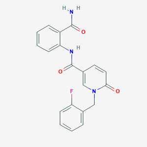molecular formula C20H16FN3O3 B6547579 N-(2-carbamoylphenyl)-1-[(2-fluorophenyl)methyl]-6-oxo-1,6-dihydropyridine-3-carboxamide CAS No. 946231-08-9