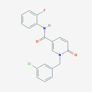 molecular formula C19H14ClFN2O2 B6547596 1-[(3-chlorophenyl)methyl]-N-(2-fluorophenyl)-6-oxo-1,6-dihydropyridine-3-carboxamide CAS No. 946363-49-1