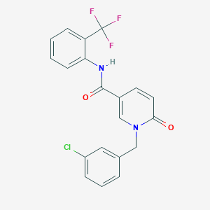 molecular formula C20H14ClF3N2O2 B6547606 1-[(3-chlorophenyl)methyl]-6-oxo-N-[2-(trifluoromethyl)phenyl]-1,6-dihydropyridine-3-carboxamide CAS No. 946231-20-5