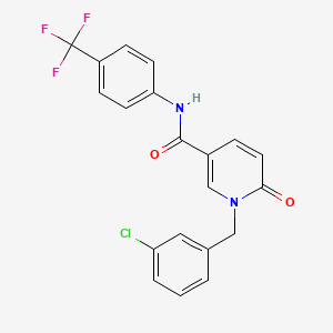 molecular formula C20H14ClF3N2O2 B6547607 1-[(3-chlorophenyl)methyl]-6-oxo-N-[4-(trifluoromethyl)phenyl]-1,6-dihydropyridine-3-carboxamide CAS No. 946280-36-0