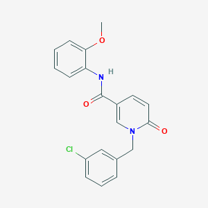 molecular formula C20H17ClN2O3 B6547612 1-[(3-chlorophenyl)methyl]-N-(2-methoxyphenyl)-6-oxo-1,6-dihydropyridine-3-carboxamide CAS No. 946311-88-2