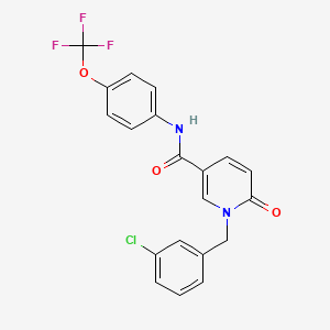 molecular formula C20H14ClF3N2O3 B6547633 1-[(3-chlorophenyl)methyl]-6-oxo-N-[4-(trifluoromethoxy)phenyl]-1,6-dihydropyridine-3-carboxamide CAS No. 946231-28-3