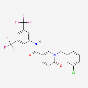 molecular formula C21H13ClF6N2O2 B6547682 N-[3,5-bis(trifluoromethyl)phenyl]-1-[(3-chlorophenyl)methyl]-6-oxo-1,6-dihydropyridine-3-carboxamide CAS No. 946312-06-7