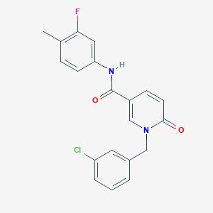 molecular formula C20H16ClFN2O2 B6547690 1-[(3-chlorophenyl)methyl]-N-(3-fluoro-4-methylphenyl)-6-oxo-1,6-dihydropyridine-3-carboxamide CAS No. 946231-49-8