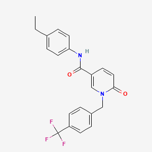 molecular formula C22H19F3N2O2 B6547718 N-(4-ethylphenyl)-6-oxo-1-{[4-(trifluoromethyl)phenyl]methyl}-1,6-dihydropyridine-3-carboxamide CAS No. 946231-64-7