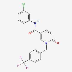 molecular formula C20H14ClF3N2O2 B6547731 N-(3-chlorophenyl)-6-oxo-1-{[4-(trifluoromethyl)phenyl]methyl}-1,6-dihydropyridine-3-carboxamide CAS No. 946312-23-8