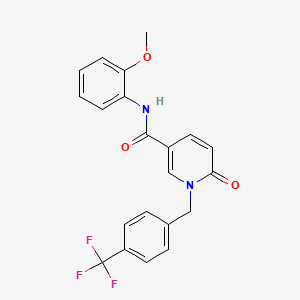 molecular formula C21H17F3N2O3 B6547736 N-(2-methoxyphenyl)-6-oxo-1-{[4-(trifluoromethyl)phenyl]methyl}-1,6-dihydropyridine-3-carboxamide CAS No. 946231-72-7