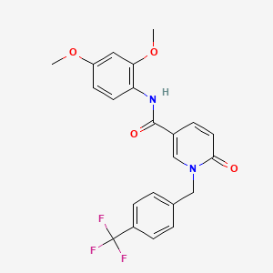 molecular formula C22H19F3N2O4 B6547738 N-(2,4-dimethoxyphenyl)-6-oxo-1-{[4-(trifluoromethyl)phenyl]methyl}-1,6-dihydropyridine-3-carboxamide CAS No. 946231-84-1