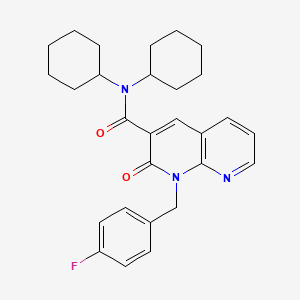 molecular formula C28H32FN3O2 B6547819 N,N-dicyclohexyl-1-[(4-fluorophenyl)methyl]-2-oxo-1,2-dihydro-1,8-naphthyridine-3-carboxamide CAS No. 946352-21-2
