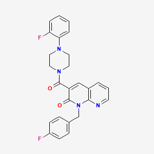 molecular formula C26H22F2N4O2 B6547843 1-[(4-fluorophenyl)methyl]-3-[4-(2-fluorophenyl)piperazine-1-carbonyl]-1,2-dihydro-1,8-naphthyridin-2-one CAS No. 946331-08-4