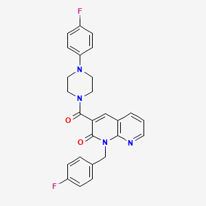 molecular formula C26H22F2N4O2 B6547852 1-[(4-fluorophenyl)methyl]-3-[4-(4-fluorophenyl)piperazine-1-carbonyl]-1,2-dihydro-1,8-naphthyridin-2-one CAS No. 946352-45-0