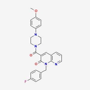 molecular formula C27H25FN4O3 B6547858 1-[(4-fluorophenyl)methyl]-3-[4-(4-methoxyphenyl)piperazine-1-carbonyl]-1,2-dihydro-1,8-naphthyridin-2-one CAS No. 946207-93-8