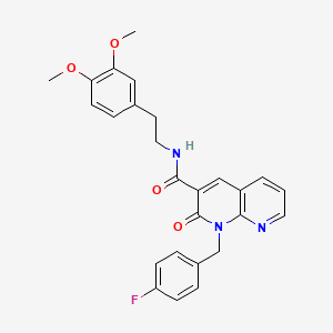 molecular formula C26H24FN3O4 B6547883 N-[2-(3,4-dimethoxyphenyl)ethyl]-1-[(4-fluorophenyl)methyl]-2-oxo-1,2-dihydro-1,8-naphthyridine-3-carboxamide CAS No. 946331-35-7