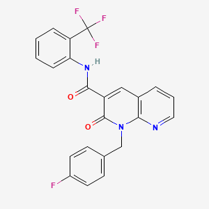molecular formula C23H15F4N3O2 B6547898 1-[(4-fluorophenyl)methyl]-2-oxo-N-[2-(trifluoromethyl)phenyl]-1,2-dihydro-1,8-naphthyridine-3-carboxamide CAS No. 946353-05-5