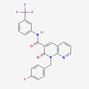 molecular formula C23H15F4N3O2 B6547905 1-[(4-fluorophenyl)methyl]-2-oxo-N-[3-(trifluoromethyl)phenyl]-1,2-dihydro-1,8-naphthyridine-3-carboxamide CAS No. 946208-34-0