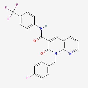 molecular formula C23H15F4N3O2 B6547910 1-[(4-fluorophenyl)methyl]-2-oxo-N-[4-(trifluoromethyl)phenyl]-1,2-dihydro-1,8-naphthyridine-3-carboxamide CAS No. 946331-50-6
