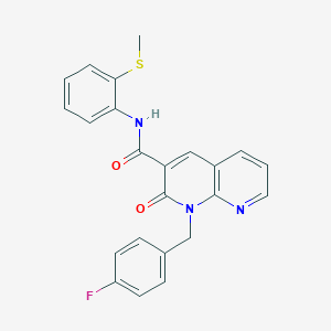 molecular formula C23H18FN3O2S B6547922 1-[(4-fluorophenyl)methyl]-N-[2-(methylsulfanyl)phenyl]-2-oxo-1,2-dihydro-1,8-naphthyridine-3-carboxamide CAS No. 946331-52-8