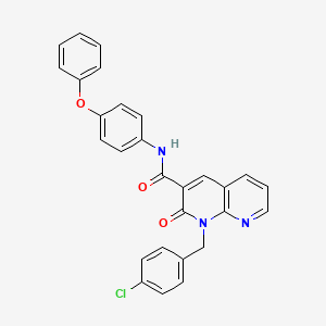 molecular formula C28H20ClN3O3 B6547978 1-[(4-chlorophenyl)methyl]-2-oxo-N-(4-phenoxyphenyl)-1,2-dihydro-1,8-naphthyridine-3-carboxamide CAS No. 946353-63-5