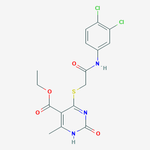 molecular formula C16H15Cl2N3O4S B6547984 ethyl 4-({[(3,4-dichlorophenyl)carbamoyl]methyl}sulfanyl)-6-methyl-2-oxo-1,2-dihydropyrimidine-5-carboxylate CAS No. 946253-16-3