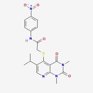 molecular formula C20H21N5O5S B6548012 2-{[1,3-dimethyl-2,4-dioxo-6-(propan-2-yl)-1H,2H,3H,4H-pyrido[2,3-d]pyrimidin-5-yl]sulfanyl}-N-(4-nitrophenyl)acetamide CAS No. 946278-64-4