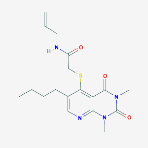 molecular formula C18H24N4O3S B6548032 2-({6-butyl-1,3-dimethyl-2,4-dioxo-1H,2H,3H,4H-pyrido[2,3-d]pyrimidin-5-yl}sulfanyl)-N-(prop-2-en-1-yl)acetamide CAS No. 946378-12-7