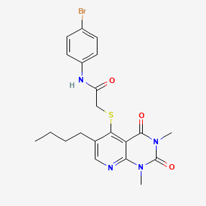 molecular formula C21H23BrN4O3S B6548035 N-(4-bromophenyl)-2-({6-butyl-1,3-dimethyl-2,4-dioxo-1H,2H,3H,4H-pyrido[2,3-d]pyrimidin-5-yl}sulfanyl)acetamide CAS No. 946378-16-1
