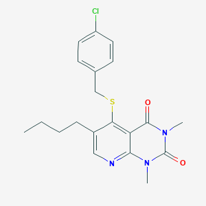 molecular formula C20H22ClN3O2S B6548041 6-butyl-5-{[(4-chlorophenyl)methyl]sulfanyl}-1,3-dimethyl-1H,2H,3H,4H-pyrido[2,3-d]pyrimidine-2,4-dione CAS No. 946378-20-7