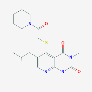 molecular formula C20H28N4O3S B6548049 1,3-dimethyl-6-(2-methylpropyl)-5-{[2-oxo-2-(piperidin-1-yl)ethyl]sulfanyl}-1H,2H,3H,4H-pyrido[2,3-d]pyrimidine-2,4-dione CAS No. 946378-26-3