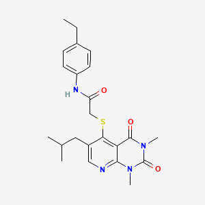 molecular formula C23H28N4O3S B6548066 2-{[1,3-dimethyl-6-(2-methylpropyl)-2,4-dioxo-1H,2H,3H,4H-pyrido[2,3-d]pyrimidin-5-yl]sulfanyl}-N-(4-ethylphenyl)acetamide CAS No. 946378-38-7