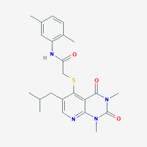 molecular formula C23H28N4O3S B6548072 2-{[1,3-dimethyl-6-(2-methylpropyl)-2,4-dioxo-1H,2H,3H,4H-pyrido[2,3-d]pyrimidin-5-yl]sulfanyl}-N-(2,5-dimethylphenyl)acetamide CAS No. 946378-35-4