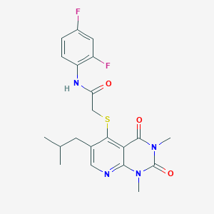 molecular formula C21H22F2N4O3S B6548078 N-(2,4-difluorophenyl)-2-{[1,3-dimethyl-6-(2-methylpropyl)-2,4-dioxo-1H,2H,3H,4H-pyrido[2,3-d]pyrimidin-5-yl]sulfanyl}acetamide CAS No. 946239-48-1