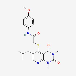 molecular formula C22H26N4O4S B6548080 2-{[1,3-dimethyl-6-(2-methylpropyl)-2,4-dioxo-1H,2H,3H,4H-pyrido[2,3-d]pyrimidin-5-yl]sulfanyl}-N-(4-methoxyphenyl)acetamide CAS No. 946280-39-3