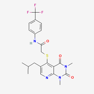 molecular formula C22H23F3N4O3S B6548111 2-{[1,3-dimethyl-6-(2-methylpropyl)-2,4-dioxo-1H,2H,3H,4H-pyrido[2,3-d]pyrimidin-5-yl]sulfanyl}-N-[4-(trifluoromethyl)phenyl]acetamide CAS No. 946239-60-7