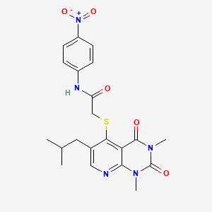 molecular formula C21H23N5O5S B6548119 2-{[1,3-dimethyl-6-(2-methylpropyl)-2,4-dioxo-1H,2H,3H,4H-pyrido[2,3-d]pyrimidin-5-yl]sulfanyl}-N-(4-nitrophenyl)acetamide CAS No. 946239-68-5