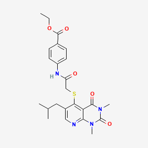molecular formula C24H28N4O5S B6548123 ethyl 4-(2-{[1,3-dimethyl-6-(2-methylpropyl)-2,4-dioxo-1H,2H,3H,4H-pyrido[2,3-d]pyrimidin-5-yl]sulfanyl}acetamido)benzoate CAS No. 946239-76-5